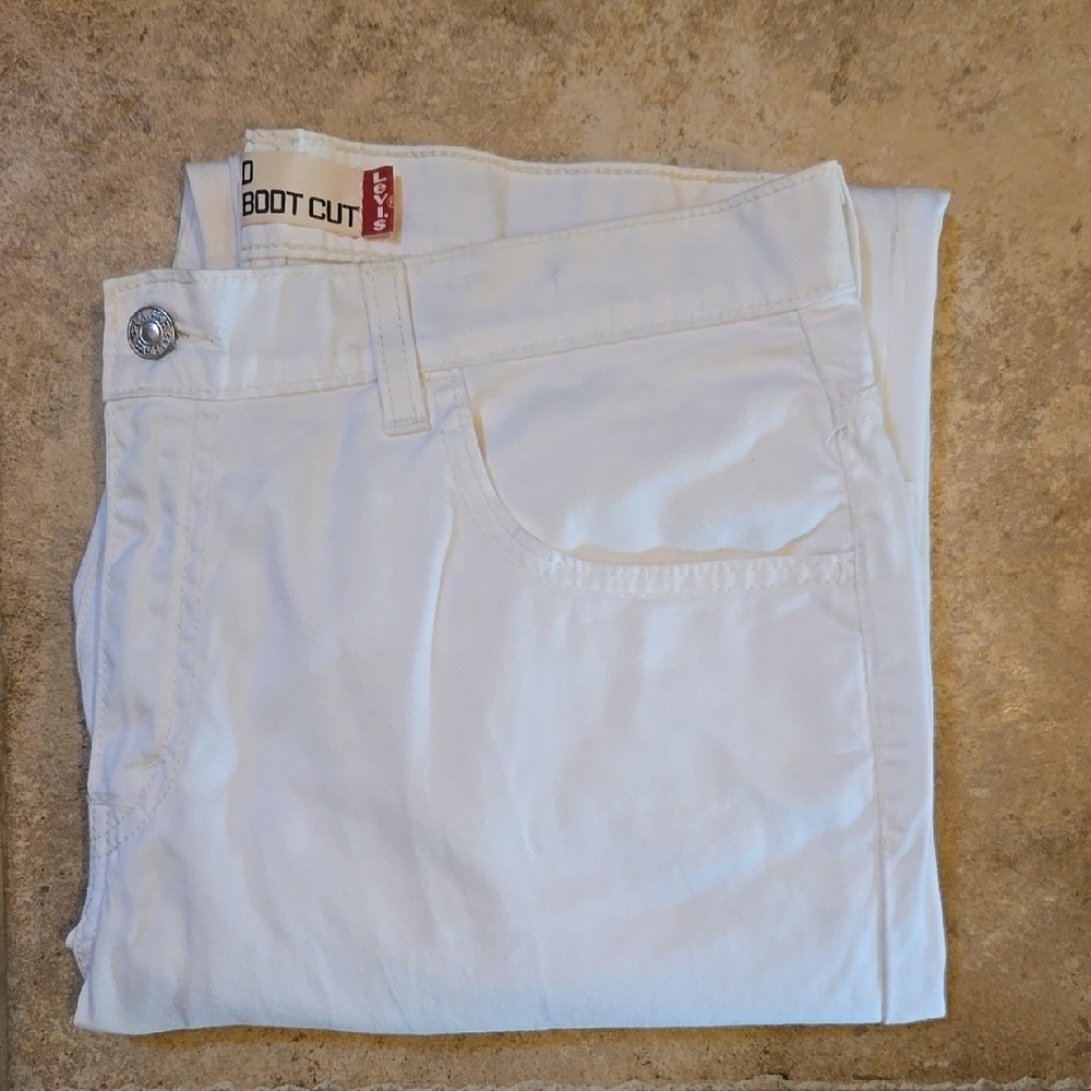 White Levi Boot Cut Jeans